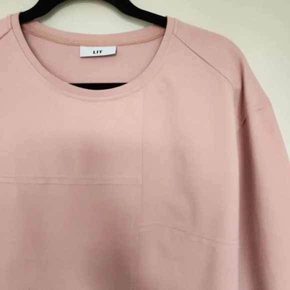 LIT Activewear Long Sleeve Crew Neck Exposed Seams Top Blush Pink Size M - Picture 2 of 7